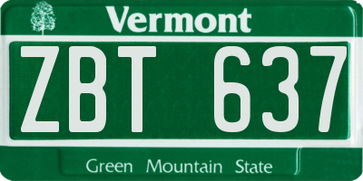 VT license plate ZBT637