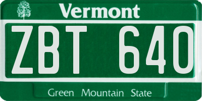 VT license plate ZBT640