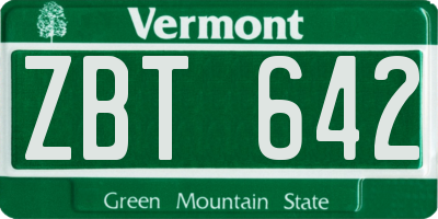 VT license plate ZBT642