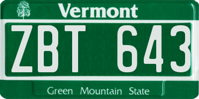 VT license plate ZBT643