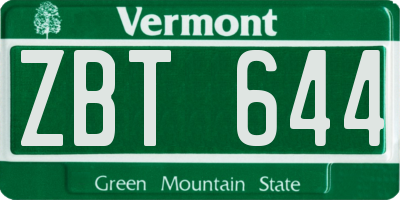 VT license plate ZBT644