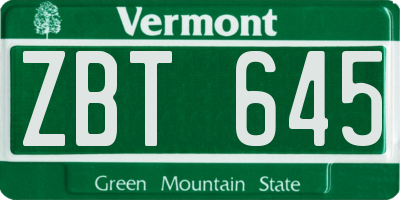 VT license plate ZBT645