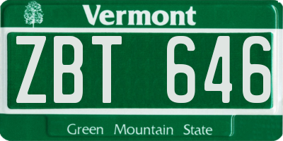 VT license plate ZBT646