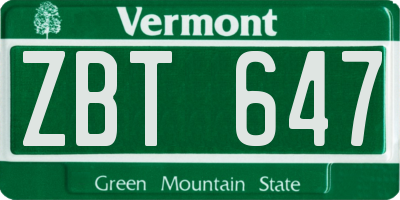 VT license plate ZBT647