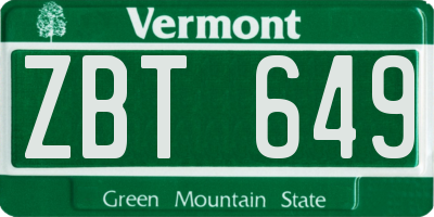 VT license plate ZBT649
