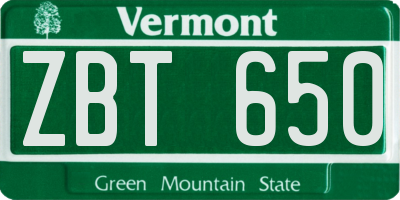 VT license plate ZBT650