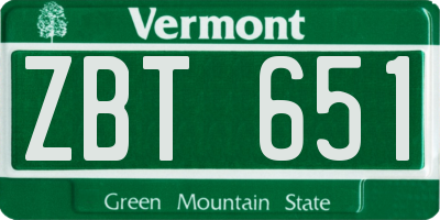 VT license plate ZBT651