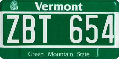 VT license plate ZBT654