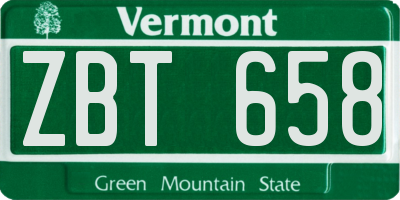 VT license plate ZBT658