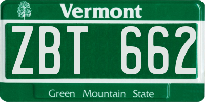 VT license plate ZBT662