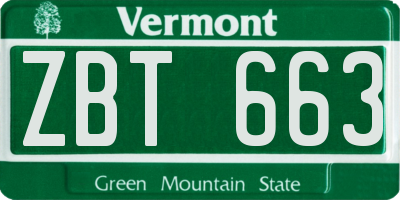 VT license plate ZBT663
