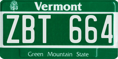 VT license plate ZBT664