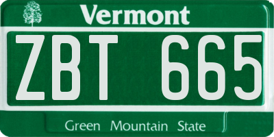 VT license plate ZBT665