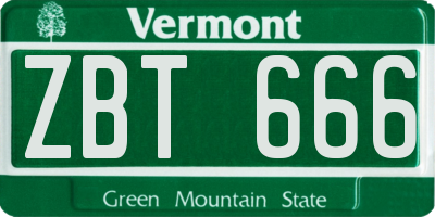 VT license plate ZBT666