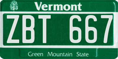VT license plate ZBT667