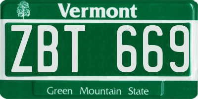 VT license plate ZBT669