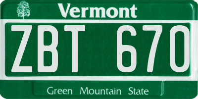 VT license plate ZBT670
