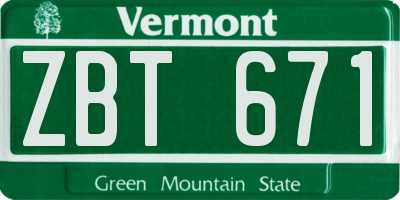 VT license plate ZBT671