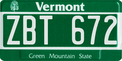VT license plate ZBT672