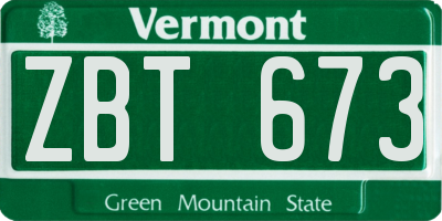 VT license plate ZBT673
