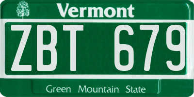 VT license plate ZBT679