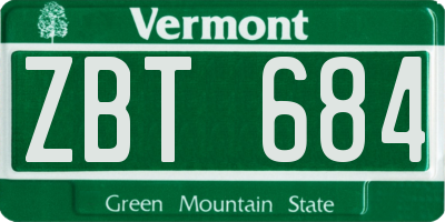 VT license plate ZBT684