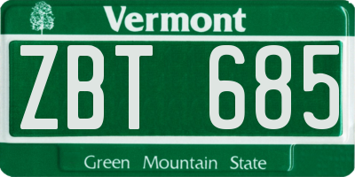 VT license plate ZBT685