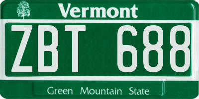 VT license plate ZBT688