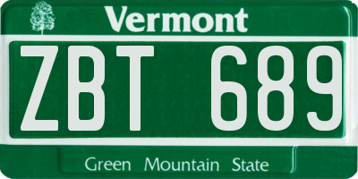 VT license plate ZBT689