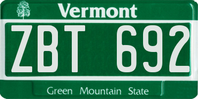VT license plate ZBT692