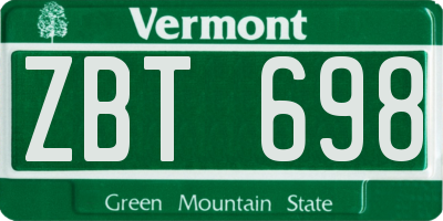 VT license plate ZBT698