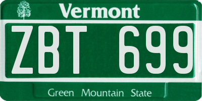 VT license plate ZBT699