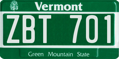 VT license plate ZBT701