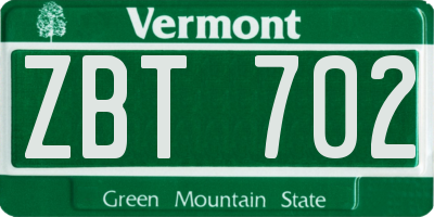 VT license plate ZBT702