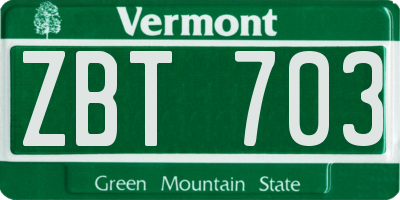 VT license plate ZBT703