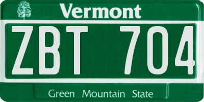 VT license plate ZBT704
