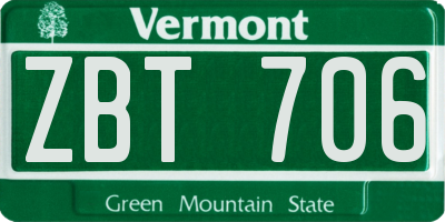 VT license plate ZBT706