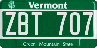 VT license plate ZBT707