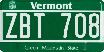 VT license plate ZBT708