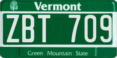 VT license plate ZBT709