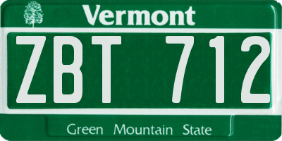 VT license plate ZBT712