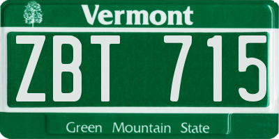 VT license plate ZBT715