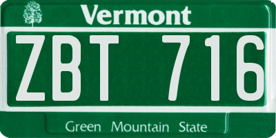 VT license plate ZBT716