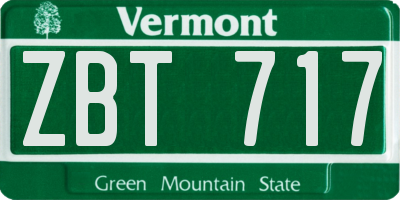 VT license plate ZBT717