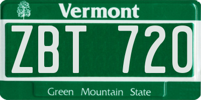 VT license plate ZBT720