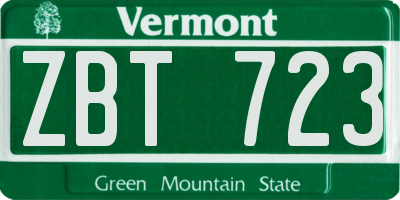VT license plate ZBT723