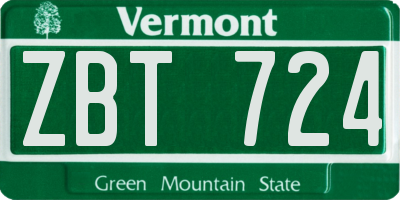 VT license plate ZBT724