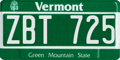 VT license plate ZBT725