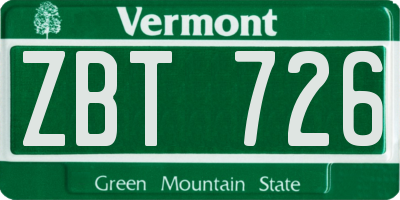 VT license plate ZBT726