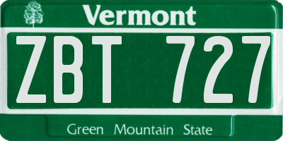 VT license plate ZBT727